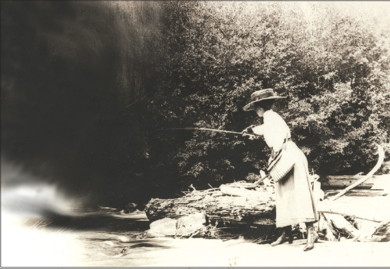 Mabel Fox Downer fishing near Allenspark