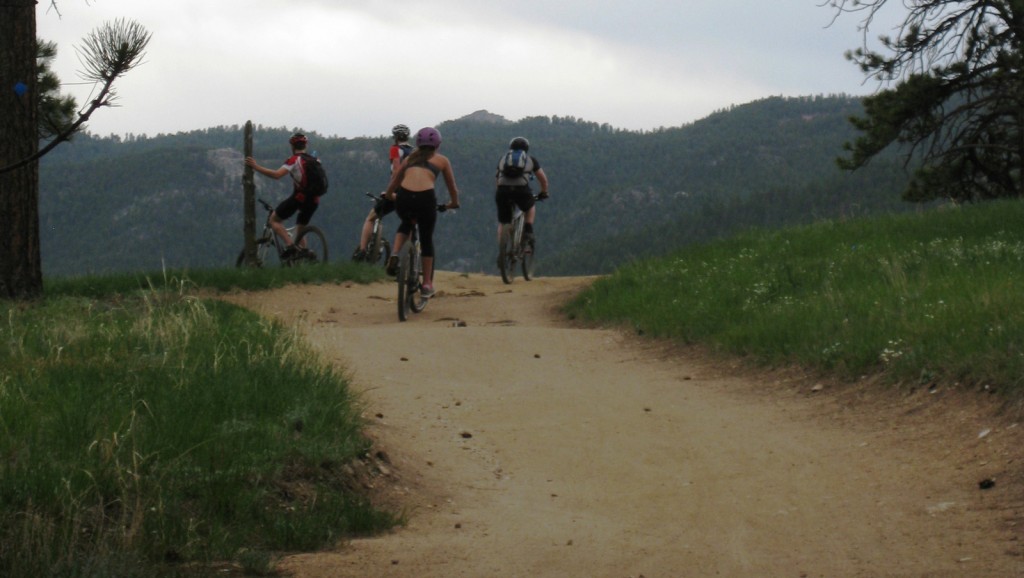 Mountain bikers riding on a trail