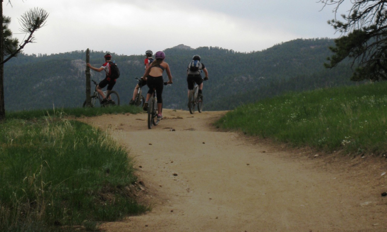 Mountain bikers riding on a trail