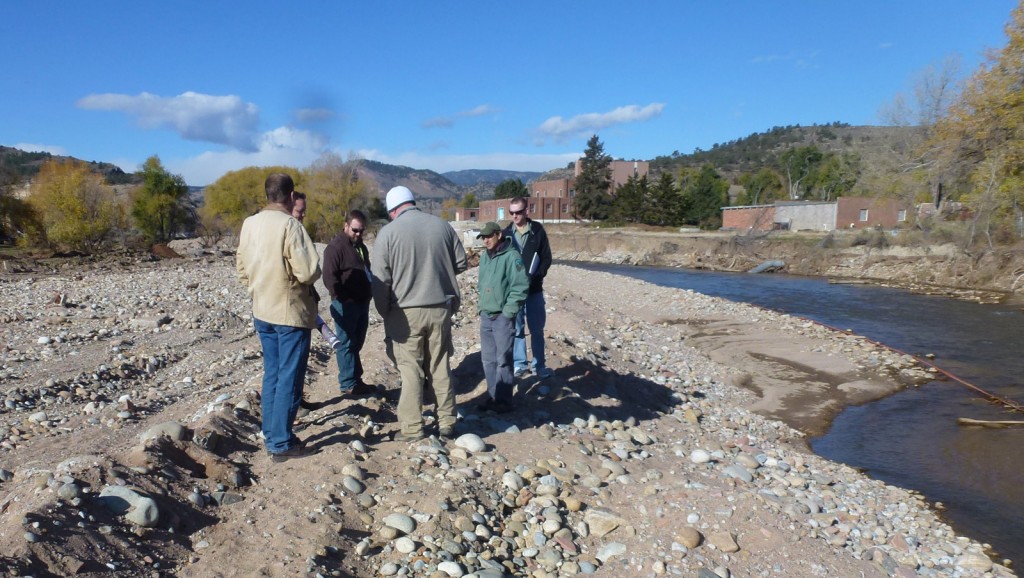Staff from FEMA, the Army Corps of Engineers and Parks and Open Space examine St. Vrain Creek flooding issues