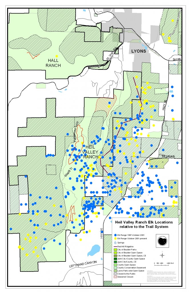 Elk locations before and after opening trail system @ HVR