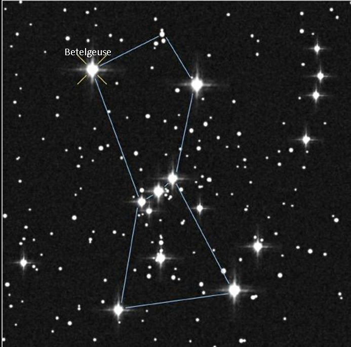 The constellation Orion is one of the most recognizable in the sky. The large star Betelgeuse marks Orion's shoulder. (photo nasa.gov)