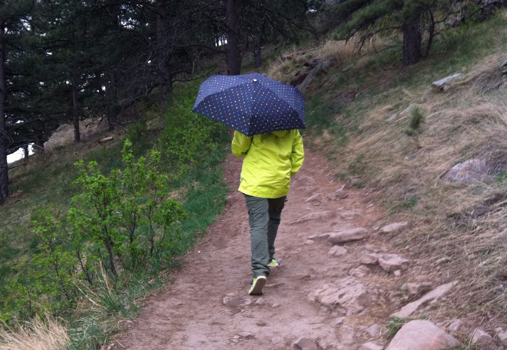 Hiker in the rain
