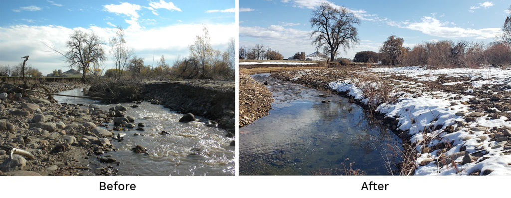 Before and after photos at the Brewbaker Sorenson property